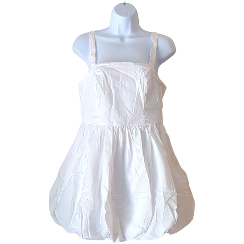 Brand New- White Bubble Hem Mini Dress — Size Large (Tagged XL)